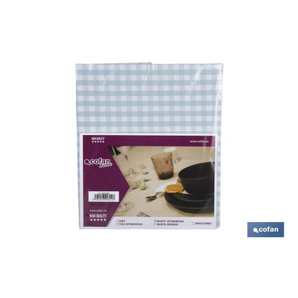 MANTEL ANTIMANCHAS CUADROS AZULES 1,40 X 1,80