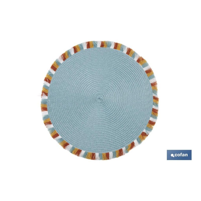 BAJOPLATO REDONDO DE COLOR AZUL MEDIDA 38 CM