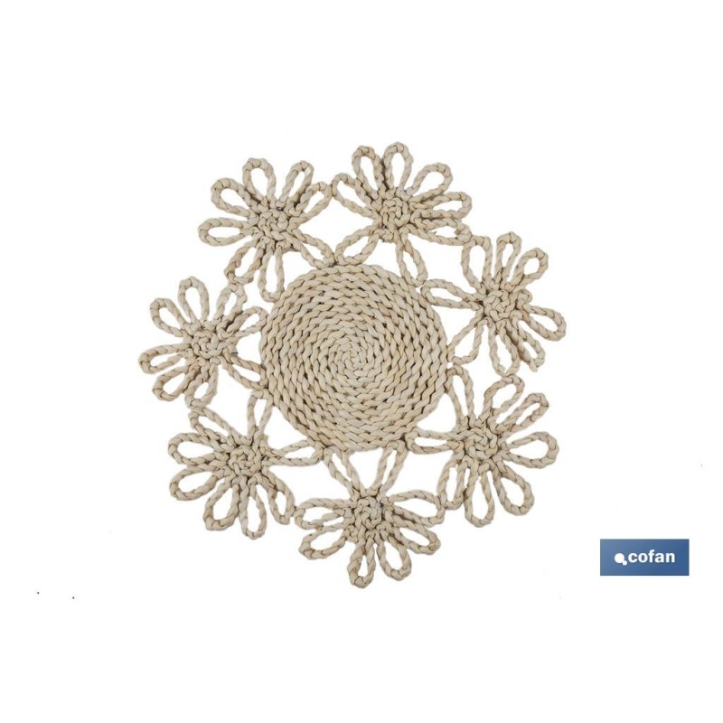 BAJOPLATO FORMA FLOR  FIBRA NATURAL MEDIDA 35 CM