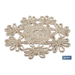 BAJOPLATO FORMA FLOR  FIBRA NATURAL MEDIDA 35 CM