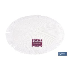 BAJOPLATO REDONDO FLECOS DE COLOR BLANCO MEDIDA 38 CM