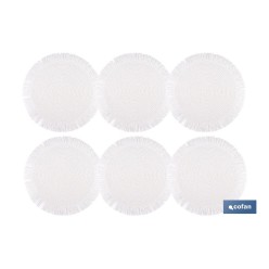 BAJOPLATO REDONDO FLECOS DE COLOR BLANCO MEDIDA 38 CM