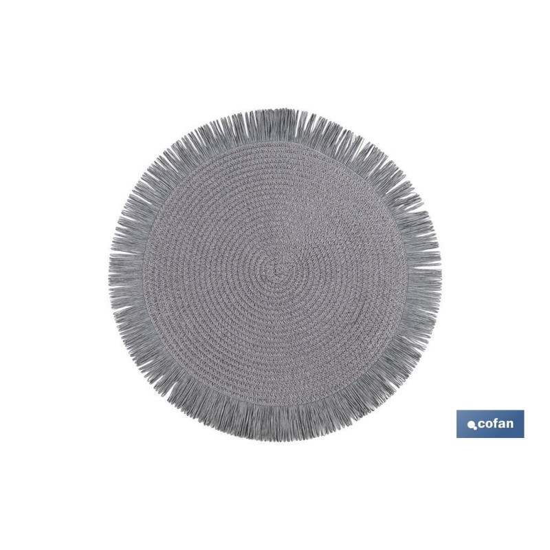 BAJOPLATO REDONDO FLECOS DE COLOR GRIS  MEDIDA 38 CM