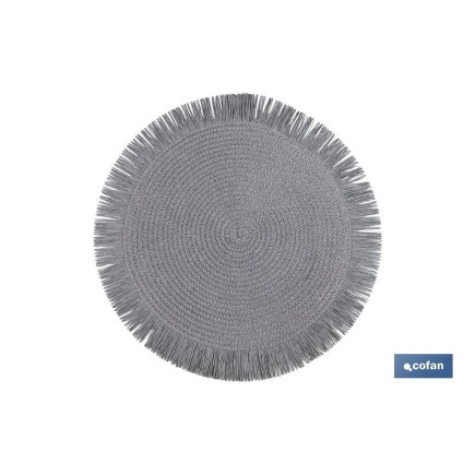 BAJOPLATO REDONDO FLECOS DE COLOR GRIS  MEDIDA 38 CM