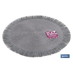 BAJOPLATO REDONDO FLECOS DE COLOR GRIS  MEDIDA 38 CM