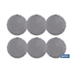 BAJOPLATO REDONDO FLECOS DE COLOR GRIS  MEDIDA 38 CM