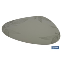 BAJOPLATO FORMA TRIANGULAR DE COLOR VERDE CLARO  ESTAMPADO  MEDIDA 45 X 36 CM