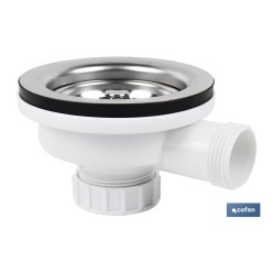 VÁLVULA FREGADERO 1 1/2 x 115 CON CESTA REJILLA Y REBOSADERO