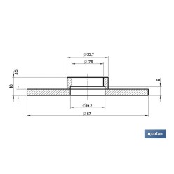 GOMA Ø19,2 x Ø67 x 3,5 MM CIERRE CON CUELLO PARA DESCARGADOR CISTERNA BAJA