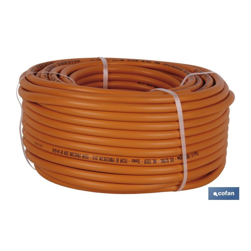 TUBO GAS FLEXIBLE NARANJA UNE 53539 Ø9x60 m