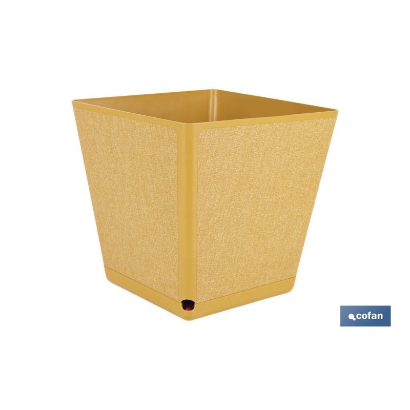 MACETA O MACETERO GAMA TEXTIL CUADRADA COLOR MOSTAZA PP 180 X 180 X 180 MM 3,7 L venta unitaria