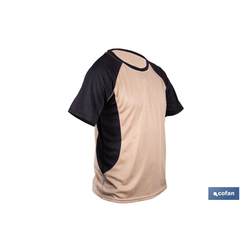 CAMISETA TRANSPIRABLE MODELO PILOTE BEIGE-NEGRA 160 g/m2 TALLA-XL
