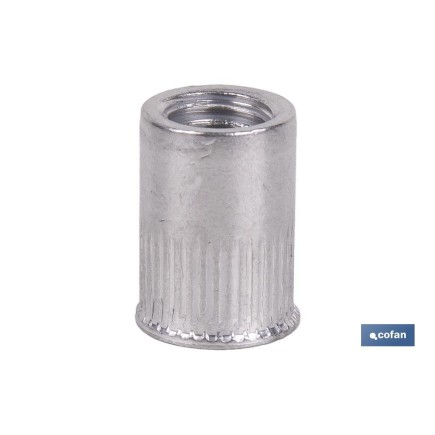 TUERCAS REMACHABLES CILÍNDRICAS RANURADAS FONDO ABIERTO CABEZA REDUCIDA ALUMINIO M8 X 15,5