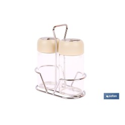 SET DE SALERO Y PIMENTERO GAMA LAUREL COLOR BEIGE