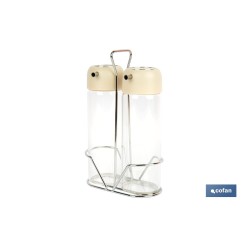 SET DE ACEITERA Y VINAGRERA  GAMA LAUREL COLOR BEIGE