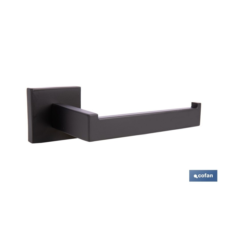PORTARROLLOS/TOALLERO NEGRO MATE DE ACERO CON DISEÑO CUADRADO GAMA FAIAL 16 X 8 X 5,5 CM