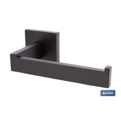 PORTARROLLOS/TOALLERO NEGRO MATE DE ACERO CON DISEÑO CUADRADO GAMA FAIAL 16 X 8 X 5,5 CM