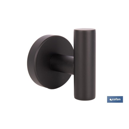 PERCHA NEGRA MATE DE ACERO CON DISEÑO REDONDO GAMA RIBEIRA 5 X 5 X 6 CM
