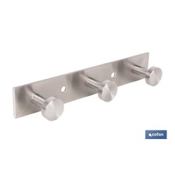 PERCHERO DE PARED DE ACERO INOXIDABLE 304 CON 3 POMOS 15,6 X 2,7 X 2,8 CM