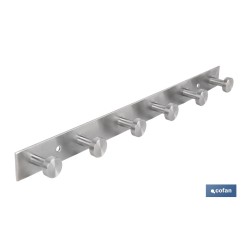 PERCHERO DE PARED DE ACERO INOXIDABLE 304 CON 6 POMOS 33,51 X 2,7 X 2,8 CM