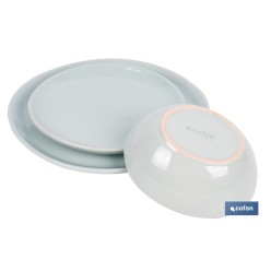 VAJILLA DE CERÁMICA VERDE ESMALTADA CON DISEÑO IRREGULAR 12 PIEZAS