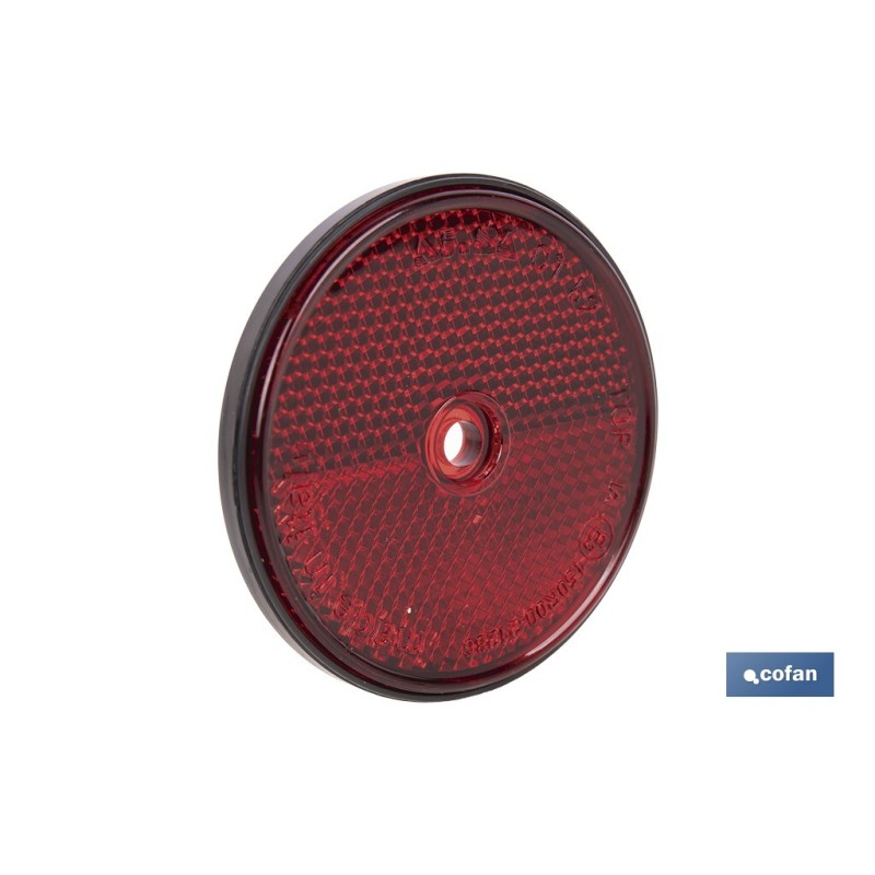 CATADIÓPTRICO REDONDO ROJO Ø60 MM CON AGUJERO SIN TORNILLO