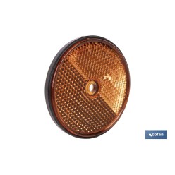 CATADIÓPTRICO REDONDO ÁMBAR Ø60 MM CON AGUJERO SIN TORNILLO