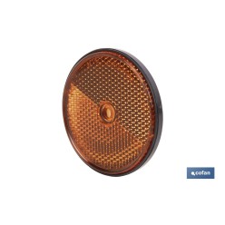 CATADIÓPTRICO REDONDO ÁMBAR Ø60 MM CON AGUJERO SIN TORNILLO CON ADHESIVO