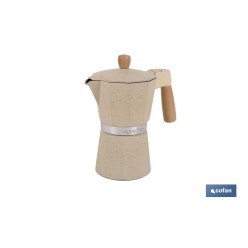 CAFETERA ITALIANA DE INDUCCIÓN BEIGE CON GRANITO 6 TAZAS