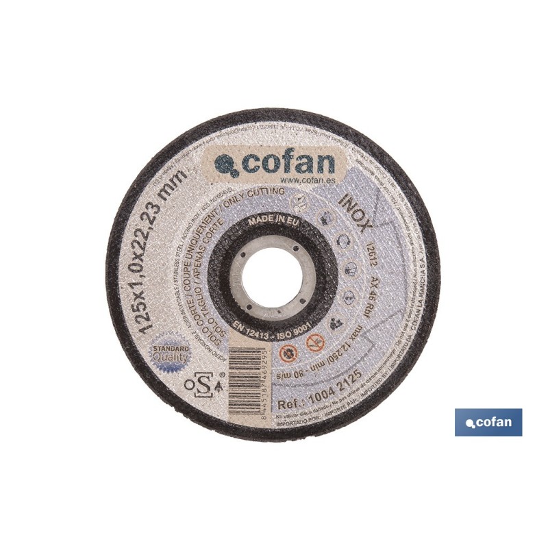 DISCO CORTE - 125X1,0X22,23 METAL STAND.