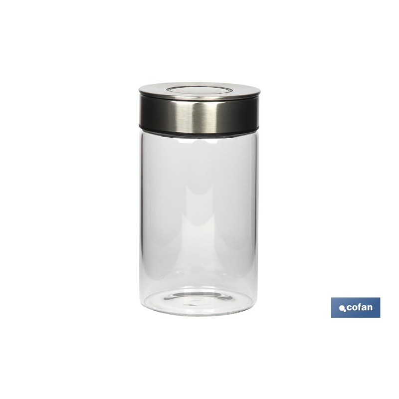 FRASCO BOROSILICATO+ACERO MODELO CICER 1000 ML 18.5 X 10 CM