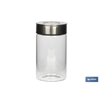 FRASCO BOROSILICATO+ACERO MODELO CICER 1000 ML 18.5 X 10 CM