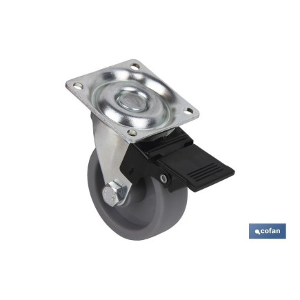 RUEDA POLIPROPILENO 40X20MM PLACA/FRENO Venta unitaria