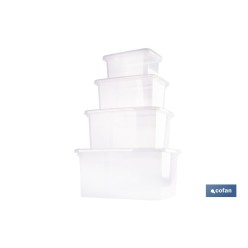 PACK DE 4 CAJAS DE ALMACENAJE TRANSPARENTES 4 L + 8 L + 15 L + 26 L
