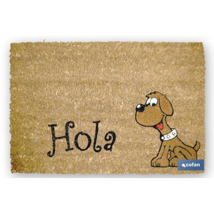 FELPUDO INTERIOR COCO FLOQUEADO 40X60X1.60cm (Perro Hola)