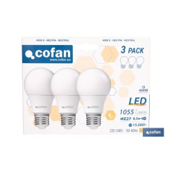 PACK DE 3 BOMBILLAS LED CLASSIC E27 9.5W 1055 LM 4000 K