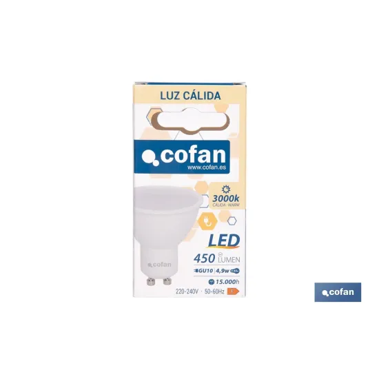 BOMBILLA LED GU10 4.9 W 450 LM 3000 K
