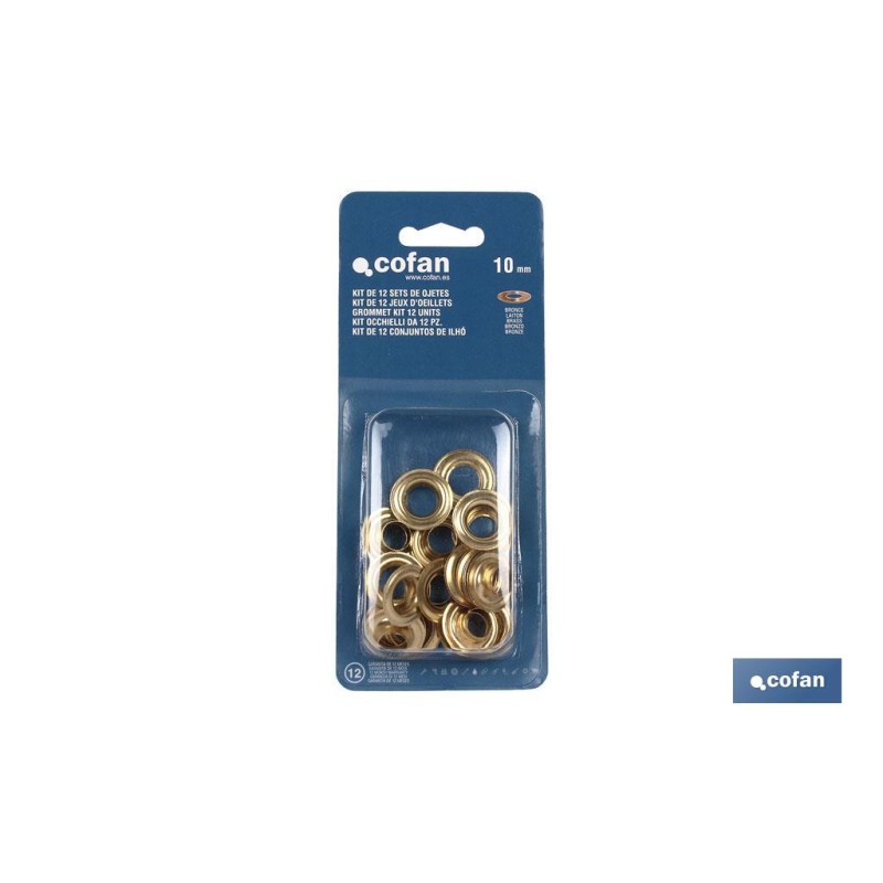 KIT DE 12 SETS DE OJETES 10 mm