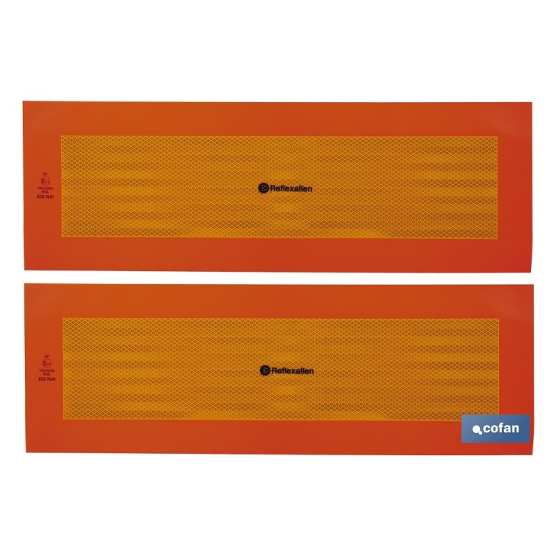 PACK DE 2 UDS. PLACA ADHESIVA V-6 PARA VEHÍCULO LARGO 565 X 195 MM