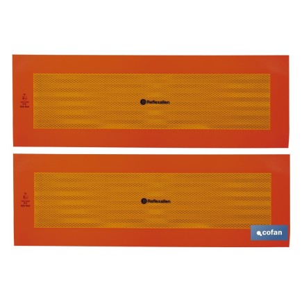 PACK DE 2 UDS. PLACA ADHESIVA V-6 PARA VEHÍCULO LARGO 565 X 195 MM