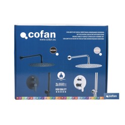 CONJUNTO DE DUCHA EMPOTRADA MONOMANDO REDONDA NEGRO MATE