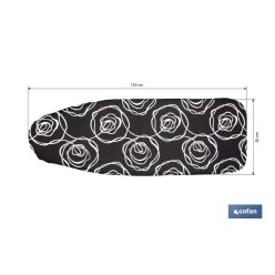FUNDA ACOLCHADA PARA TABLA DE PLANCHAR 135 X 53 CM ROSAS NEGRAS