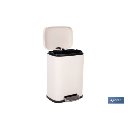 CUBO DE BASURA BEIGE CON PEDAL Y CUBO INTERIOR 5 L 21 X 18,5 X 30 CM