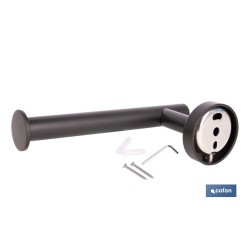 PORTARROLLOS/TOALLERO NEGRO MATE DE ACERO CON DISEÑO REDONDO GAMA RIBEIRA 16,5 X 8 X 5 CM