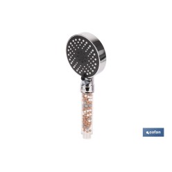 MANGO DE DUCHA IÓNICO CON ESFERAS MINERALES Y 5 FUNCIONES 110 X 255 MM