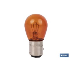 LÁMPARA COFAN 2 POLOS ÁMBAR DESCENTRADA P21/5W (BAZ15d) 12V