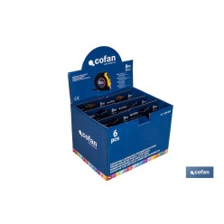 EXPOSITOR DE FLEXÓMETROS CON PROTECCIÓN DE GOMA 25 MM X 8 M 6 UDS.