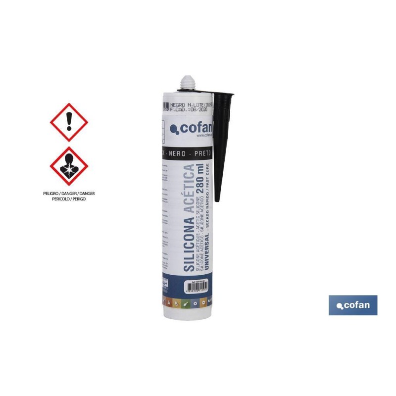 SILICONA ACETICA UNIVERSAL 280 ML NEGRO