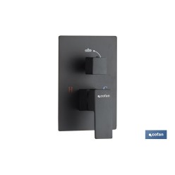 CONJUNTO DE DUCHA EMPOTRADA MONOMANDO CUADRADA NEGRO MATE