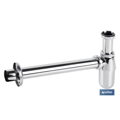 SIFÓN BOTELLA CROMADO SALIDA Ø32-40 330 MM Y RACOR 1 1/4
